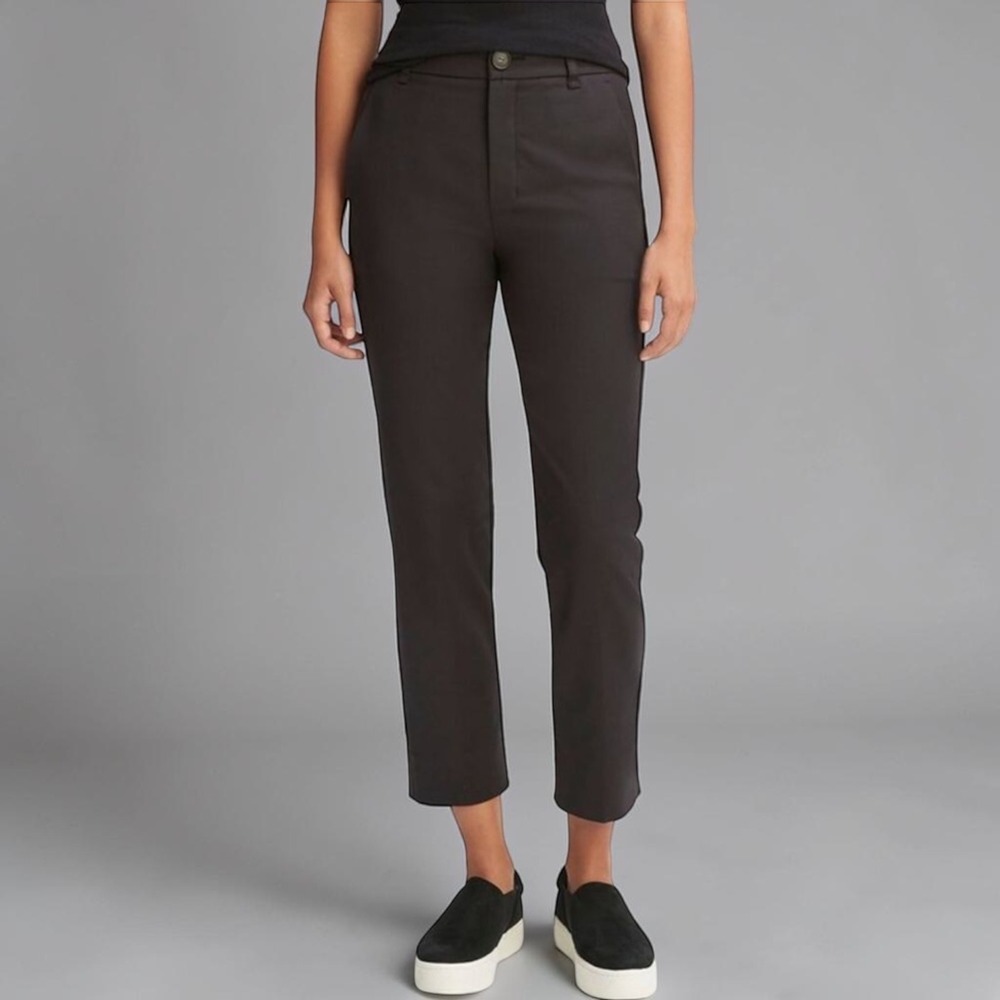 NEW Vince High-Rise Cigarette Trouser Black Cotton Blend Pants Women's 18 Office